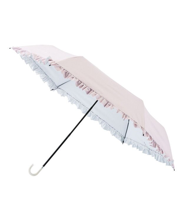 MOONBAT estaa 晴雨兼用 折りたたみ傘 無地フリル 日傘 遮光 遮熱 UV ペールピンク