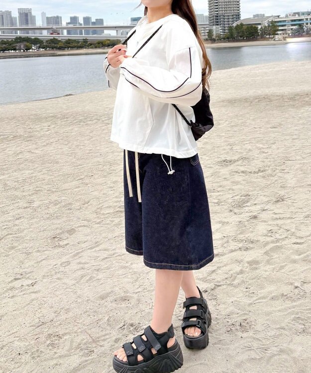 WEGO 【日焼け対策/セットアップ対応】ラッシュガードラインアノラックパーカー ホワイト