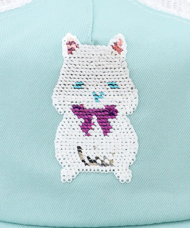 ANY KIDS スパンコール メッシュ キャップ サックスブルー×ハムスター