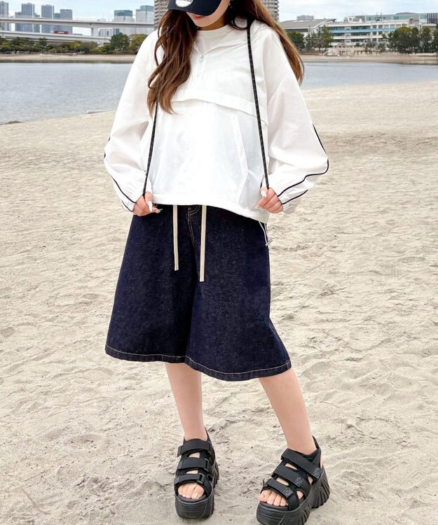 WEGO 【日焼け対策/セットアップ対応】ラッシュガードラインアノラックパーカー ホワイト