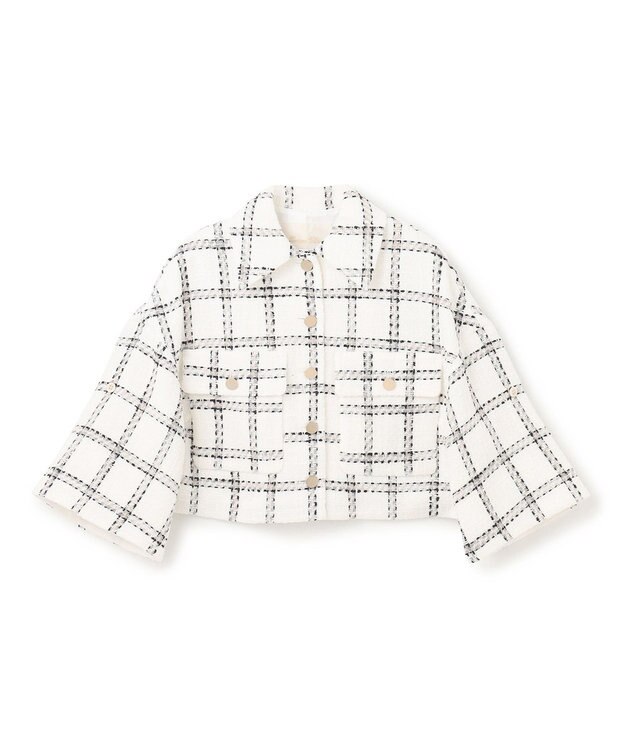 GRACE CONTINENTAL チェックツイードショートジャケット ホワイト