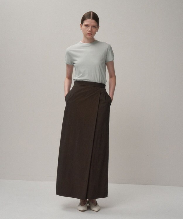 ATON HAND DYED NYLON | ラップスカート BROWN