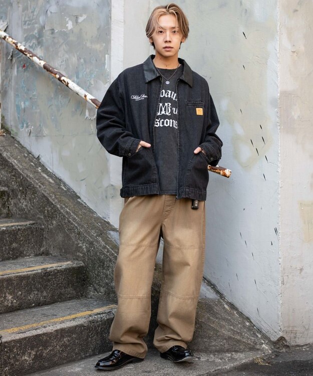 WEGO 【ユニセックス着用ITEM/MLサイズ展開】ワーカーズZIPデニムジャケット デニムブラックソノタ