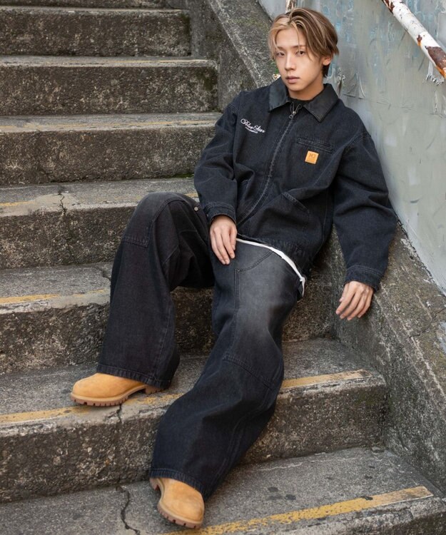 WEGO 【ユニセックス着用ITEM/MLサイズ展開】ワーカーズZIPデニムジャケット デニムブラックソノタ