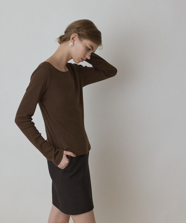 GRACE CONTINENTAL ウ－ルコットンテレコトップ ブラウン