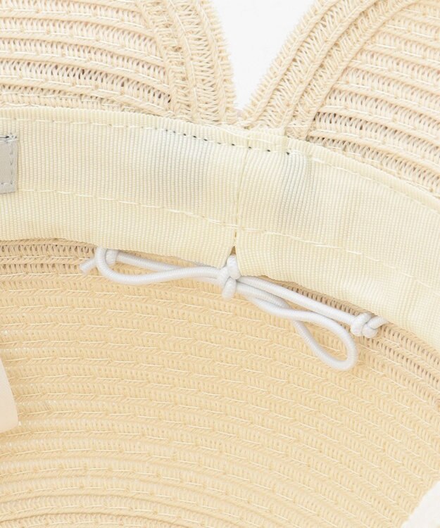 ANY KIDS ウオッシャブル後ろ割れリボンハット ホワイト×ピンクリボン