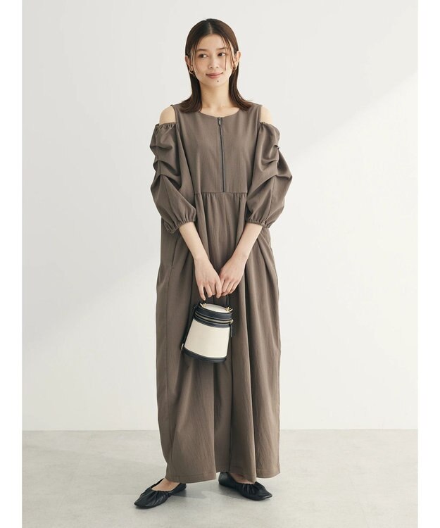 Green Parks ■ＥＳＣＡＲ　タックスリーブワイドオールインワン Gray Beige