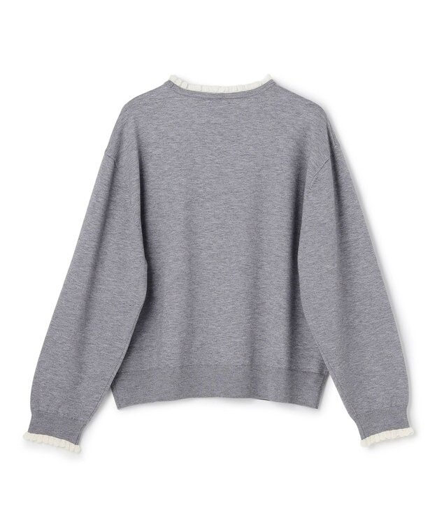 UNFILO フリルトリミング ニット グレー×エクリュ