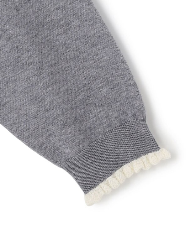 UNFILO フリルトリミング ニット グレー×エクリュ