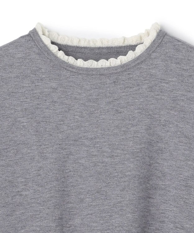 UNFILO フリルトリミング ニット グレー×エクリュ