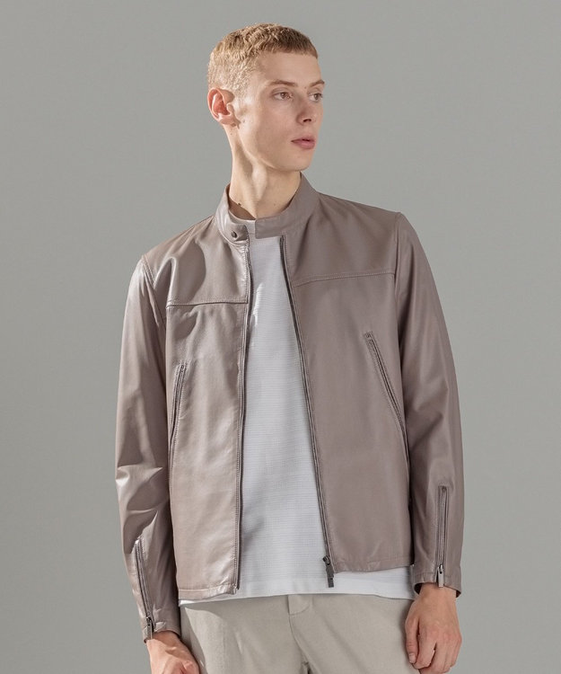 JOSEPH HOMME ライトラムナッパ レザー   シングルライダース ベージュ系