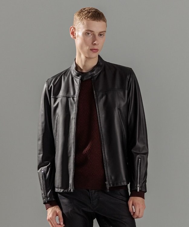 JOSEPH HOMME ライトラムナッパ レザー   シングルライダース ブラック系