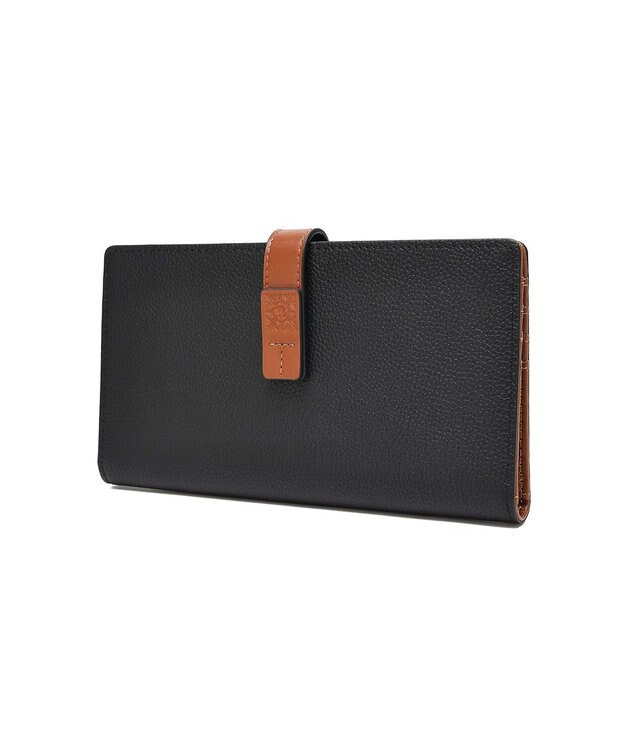 style code 【PADMA/パドマ】ベルトデザイン　シュリンクレザー薄マチ長財布 ブラック×キャメル