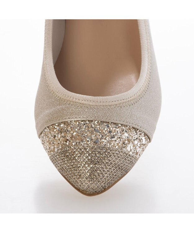 MODE ET JACOMO <carino>ポインテッドトゥウエッジヒールパンプス ゴールドコンビ