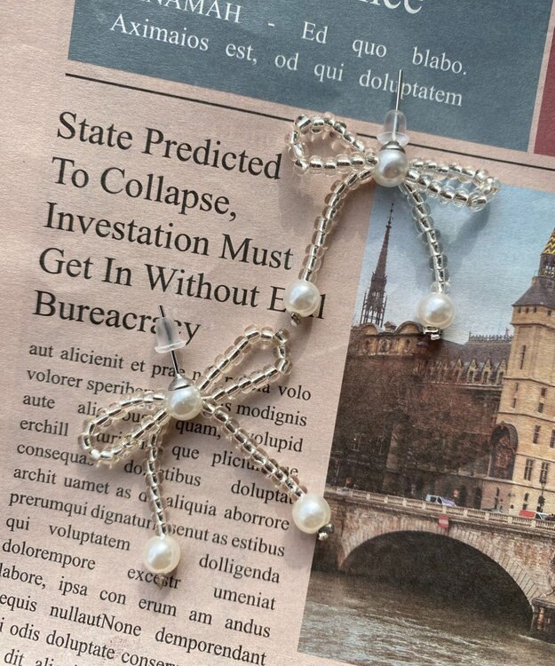 WEGO Lビーズリボンピアス 柄1