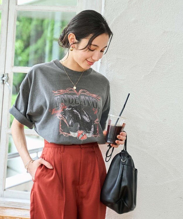 WEGO 【新色追加/ユニセックス着用アイテム/手洗い可/SMLサイズ展開】ピグメントグラフィックT（S） 柄4