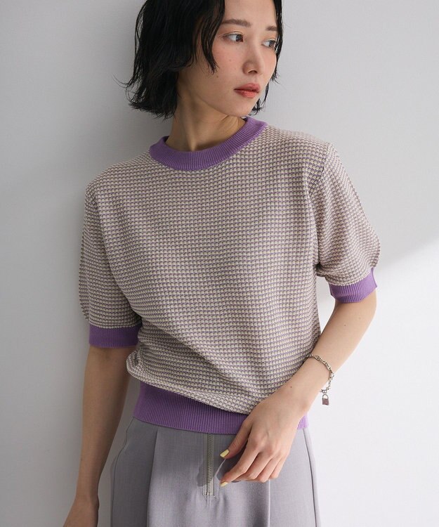 Green Parks ・ｓｗｉｎｇ　ｂｙ　マルチカラージャカードニット Purple