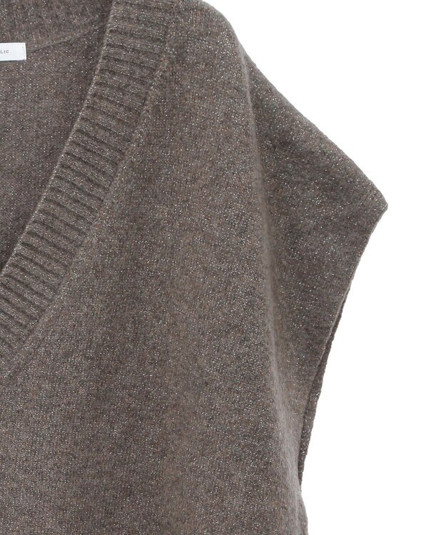 AMERICAN HOLIC ラメ入りＶネックニットベスト Mocha