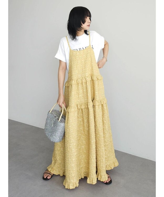 Green Parks ・Ｐｅｔｉｔ　Ｆｌｅｕｒフラワージャカードキャミワンピ Yellow