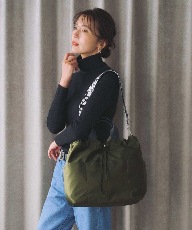 TOPKAPI 【TREASURE TOPKAPI】ナイロン パターンベルト付き 2way トートバッグ / 8ポケット モスグリーン