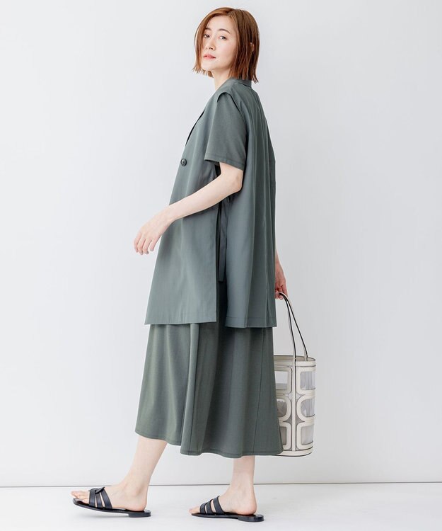 23区 【洗える】シアー ジレ カーキ系