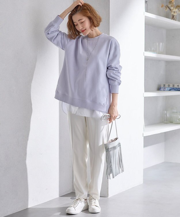 23区 【洗える】クリアストレッチ テーパードパンツ アイボリー系