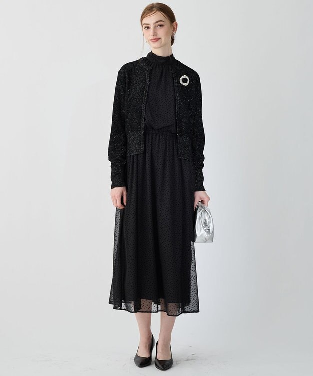 23区 【APPLAUDIR】シアードットフロッキー ボウタイリボンドレス ブラック系