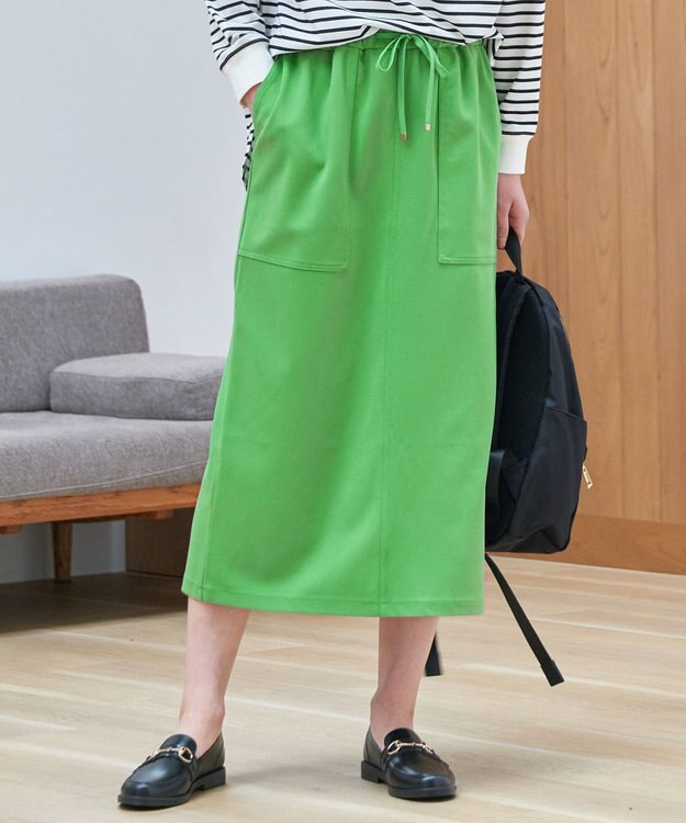 ANY L カットジョーゼットベイカースカート グリーン