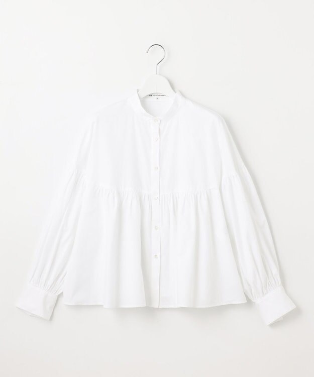 23区 S 【洗える】CANCLINI ギャザー フレア ブラウス ホワイト系