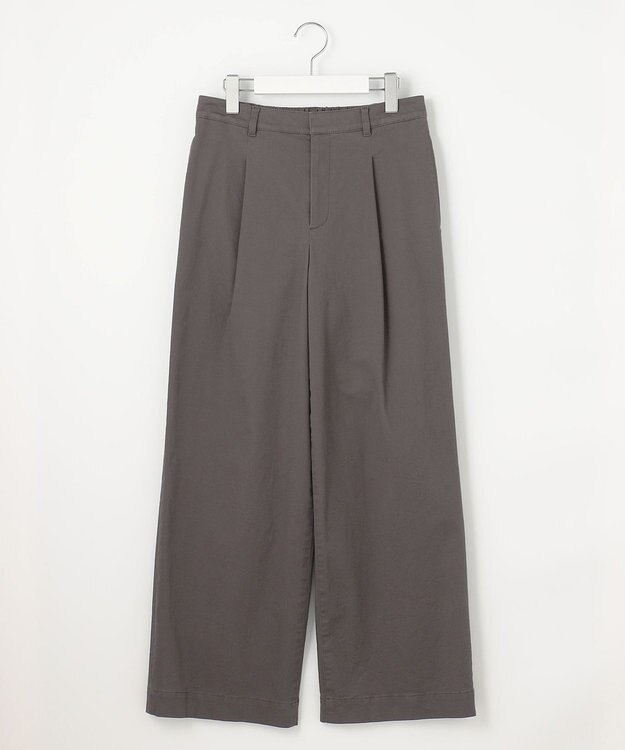 J.PRESS LADIES S 【洗える】20チノストレッチ ワイドパンツ スレート系