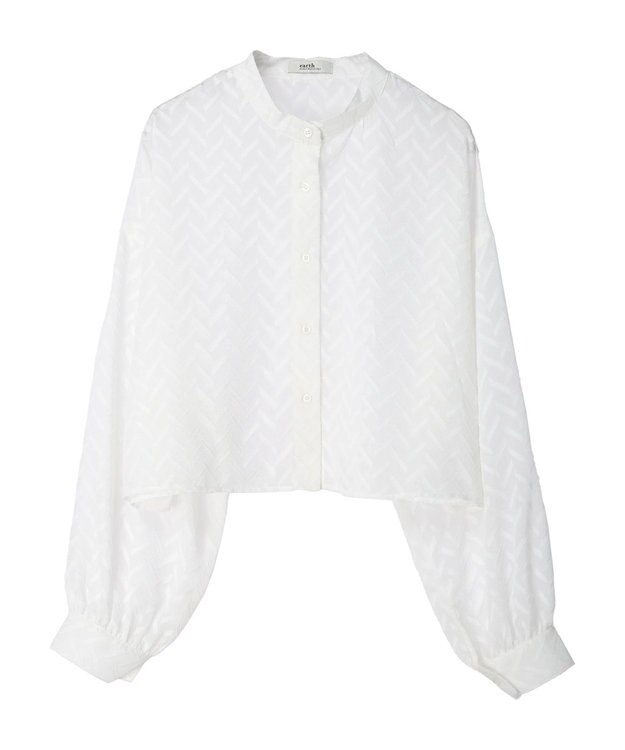 earth music&ecology ツッキリジャガードショートブラウス Off White