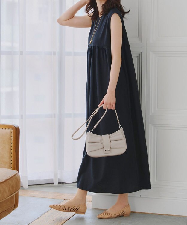 Tiaclasse 【安田美沙子さん着用・2way】リボンギャザーミニバッグ グレージュ