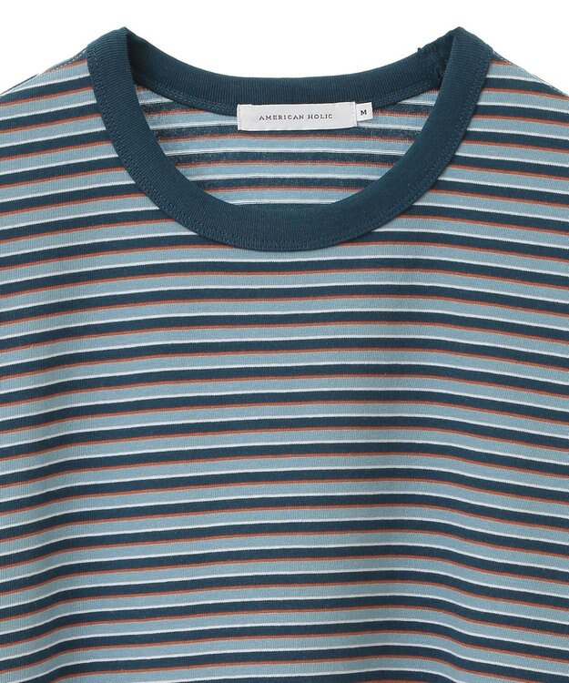 AMERICAN HOLIC マルチボーダーカットプルオーバー Sax