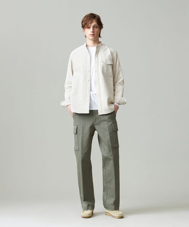 J.PRESS MEN 【KING SIZE】ダブルフェイス キャラメルコール シャツブルゾン アイボリー系