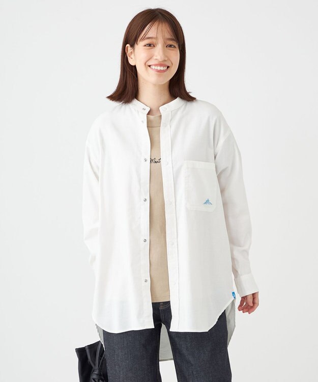 SHARE PARK LADIES 【UVカット・撥水・ストレッチ】イージーデニムノーカラーシャツ アイボリー系