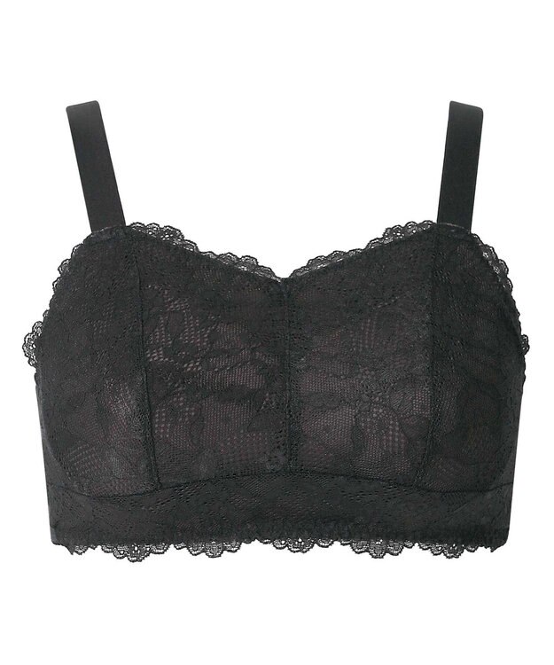 AMPHI ナイトブラ 眠っている間もバストをサポート 夜用ブラ 昼夜問わず使用可能 【ナイトアップブラ レーシィ】 ノンワイヤー ブラ ブラジャー LWF164 アンフィ／ワコール ブラック