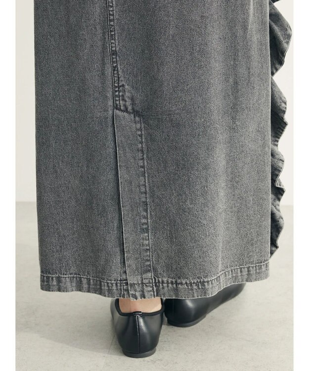 Green Parks ■ＥＳＣＡＲ　デニムサイドラッフルスカート Gray