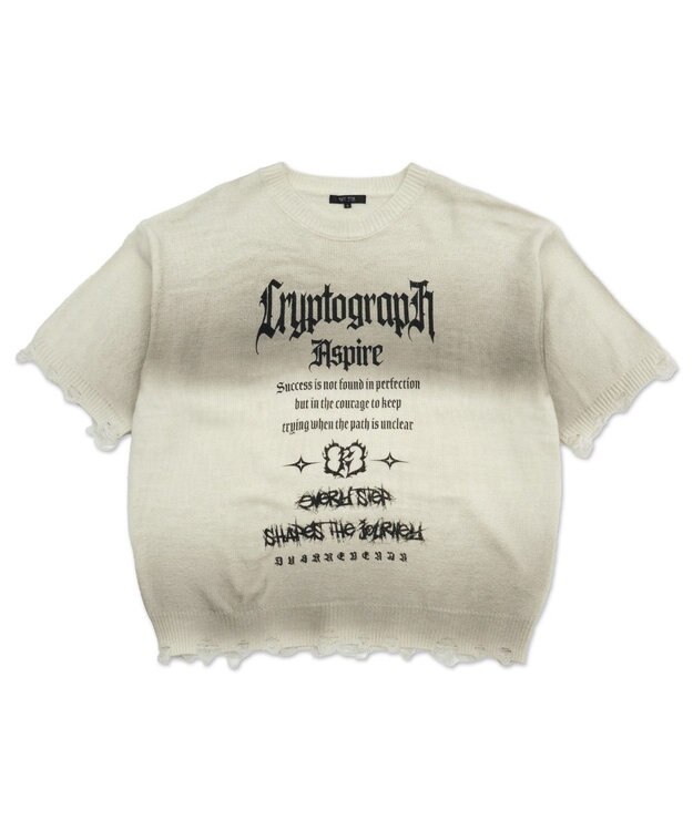 WEGO ダメージボーダーニットプルオーバー(SS) ホワイトボーダー