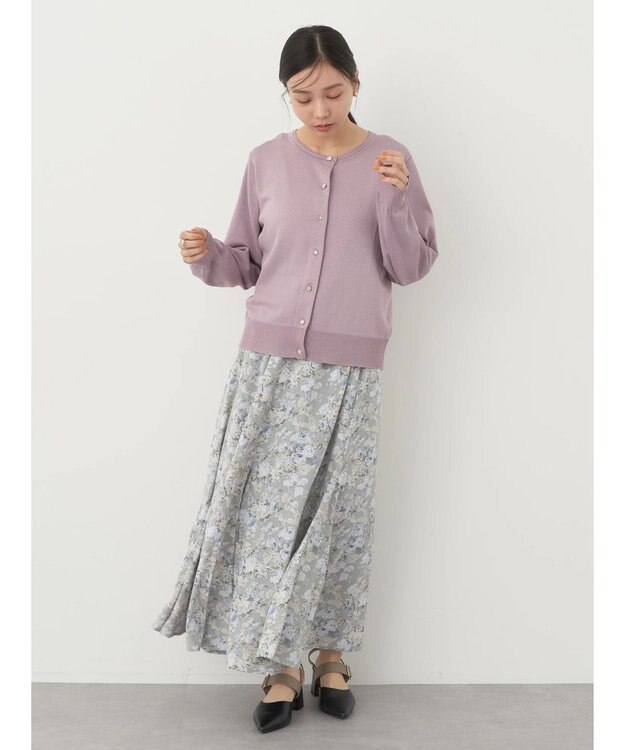 earth music&ecology いろいろ釦クルーネックカーディガン Lavender