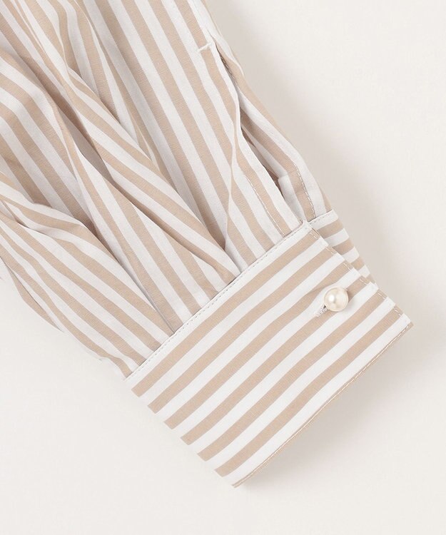 Feroux 【洗える】カラーストライプビッグ シャツ ベージュ系1