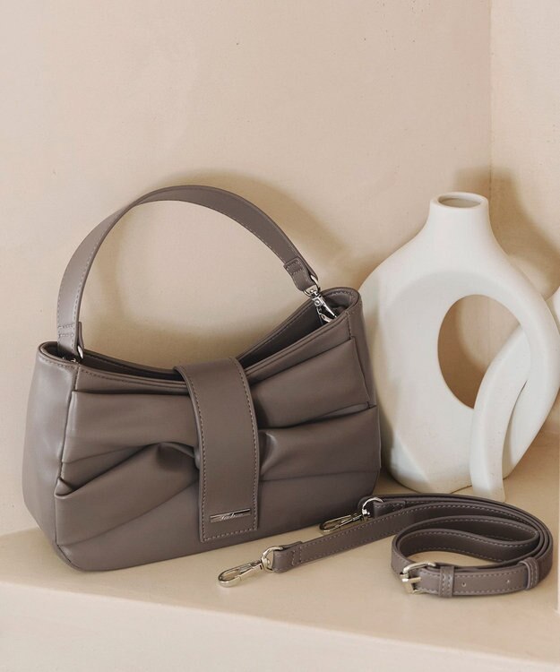 Tiaclasse 【安田美沙子さん着用・2way】リボンギャザーミニバッグ モカ