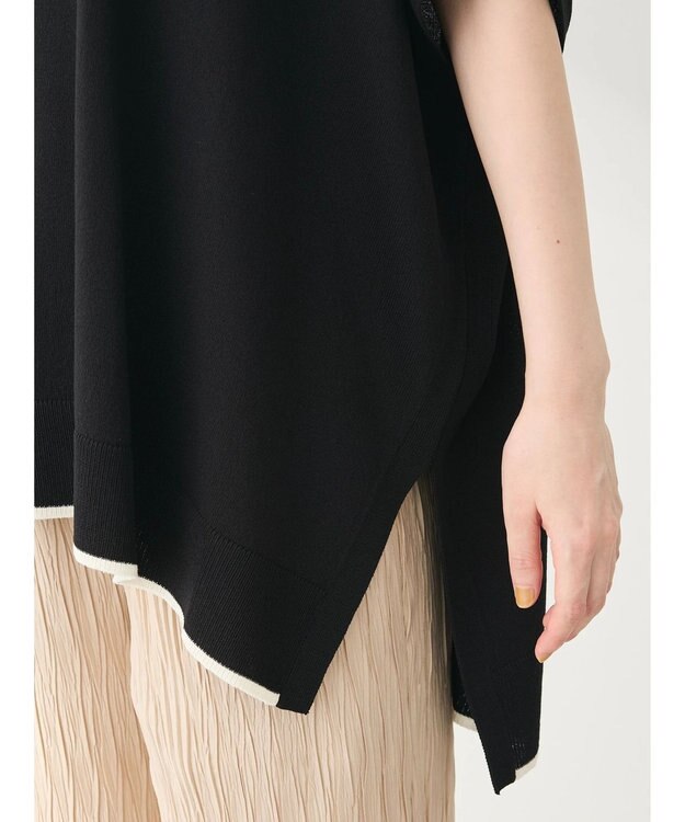 Green Parks 推しニット　裾ラインポンチョ型チュニック Black