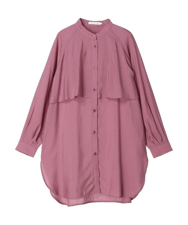 AMERICAN HOLIC バンドカラーフリルシャツチュニック Pink