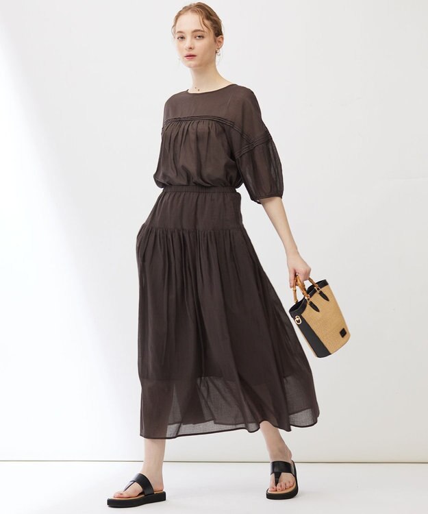 23区 【Indian Factory】コットンボイル スカート ブラウン系