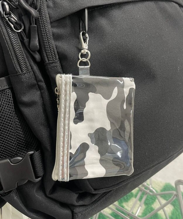 WEGO 総柄メタルクリアポーチ グレー