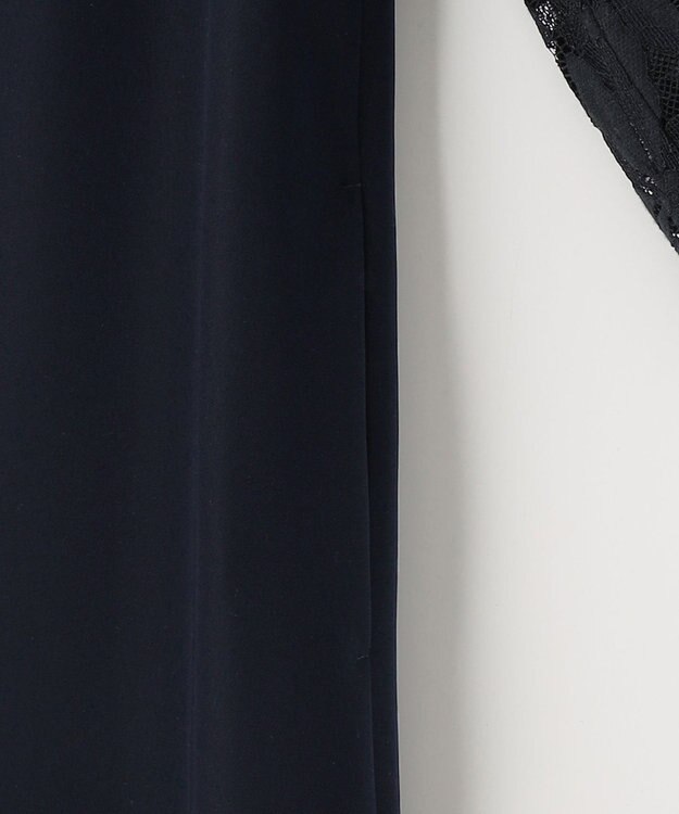 自由区 【XSサイズ～/洗える】フラワーコードレース サックワンピース ネイビー系