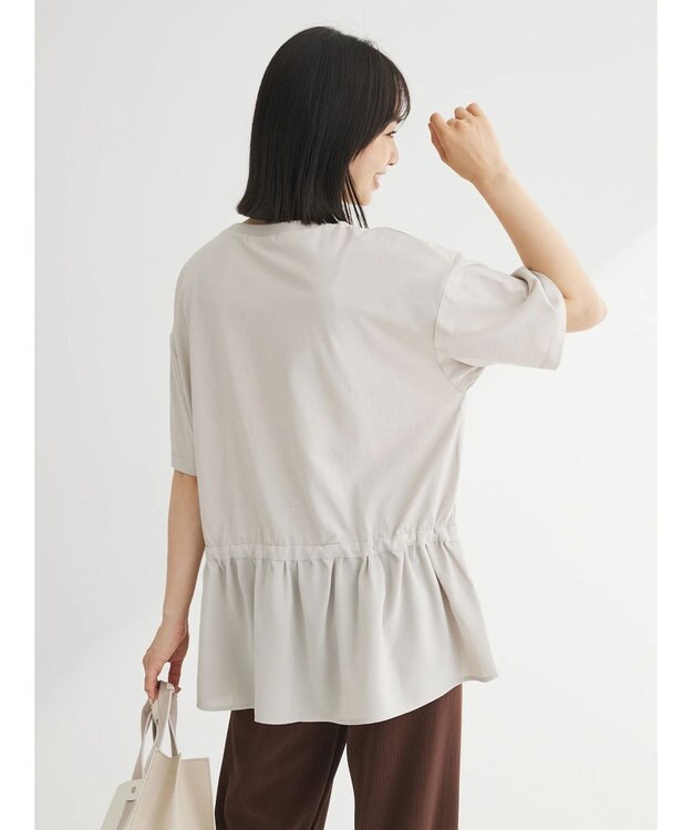 Green Parks ドロスト切替えドッキングカットプルオーバー Gray Beige