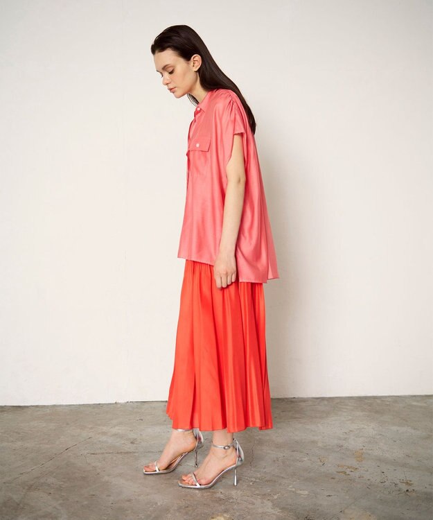 GRACE CONTINENTAL オーガンジープリーツスカート オレンジ