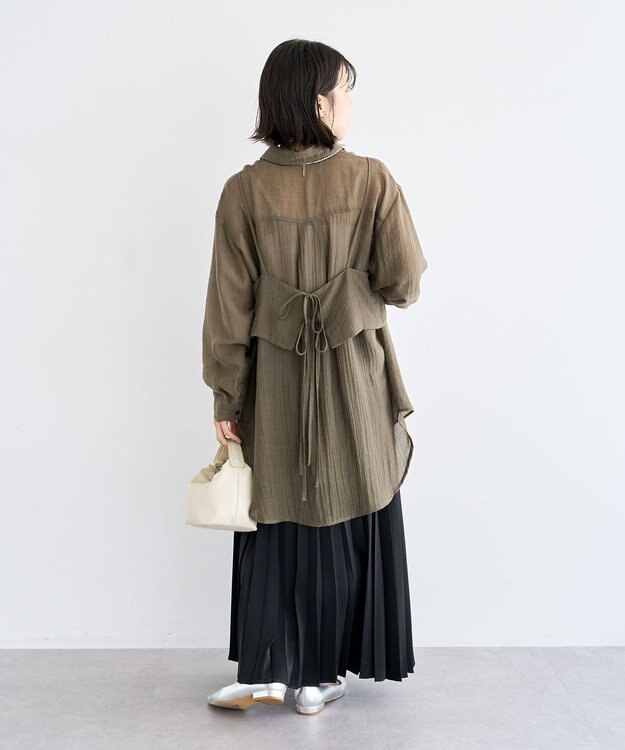 Green Parks ＳＥＴ２点シアーシャツ＋ビスチェ Brown