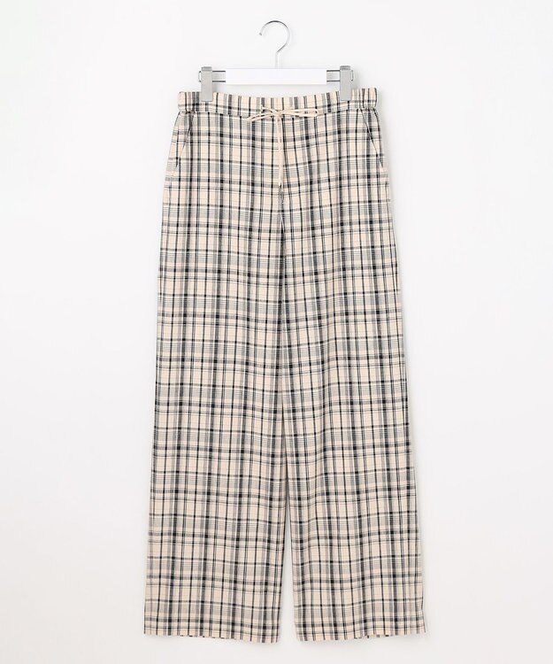 J.PRESS LADIES リネンレーヨン 柄 ワイドパンツ 【WEB限定】ベージュチェック系